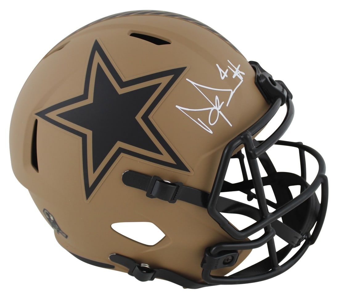 Dak Prescott Signed Dallas Cowboys Salute To Service II Full Size Helmet BAS Authenticated: Dak Prescott Signed Dallas Cowboys Salute To Service II Full Size Helmet BAS Authenticated Celebrate your support for the Dallas Cowboys with this autographed full-size Speed Replica helmet, honoring 
