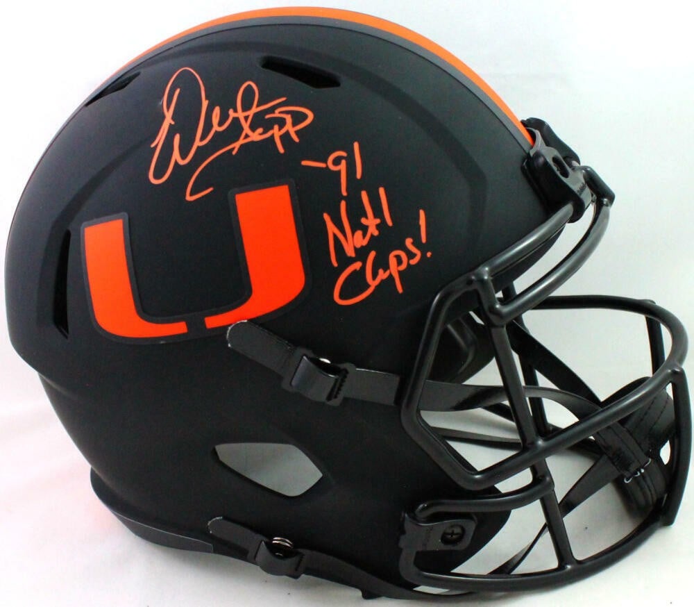 Miami Hurricanes Eclipse Speed FS Helmet Signed by Warren Sapp Beckett (1 of 9)