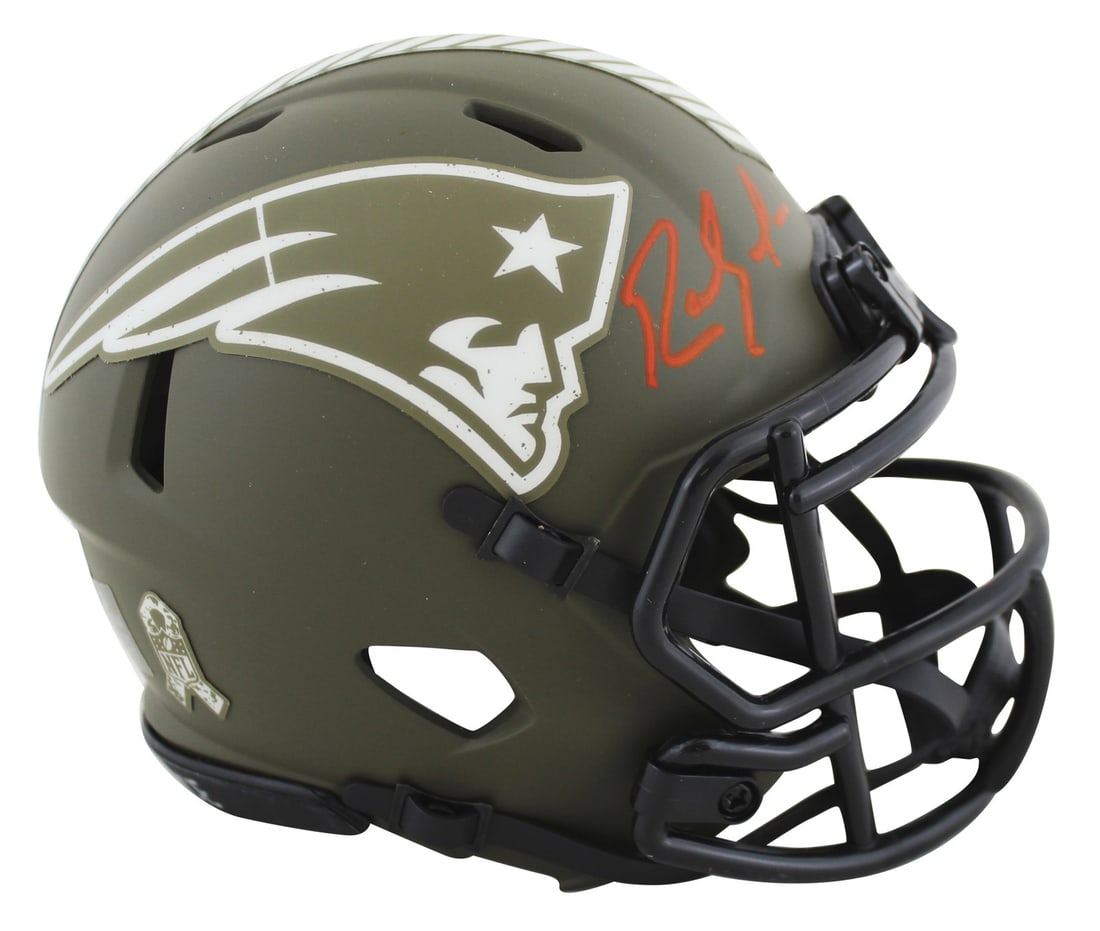 Randy Moss Signed New England Patriots Salute To Service Mini Helmet BAS Witnessed: Randy Moss Signed New England Patriots Salute To Service Mini Helmet BAS Witnessed This New England Patriots Salute To Service Speed Mini Helmet has been personally signed by legendary player Randy Mo