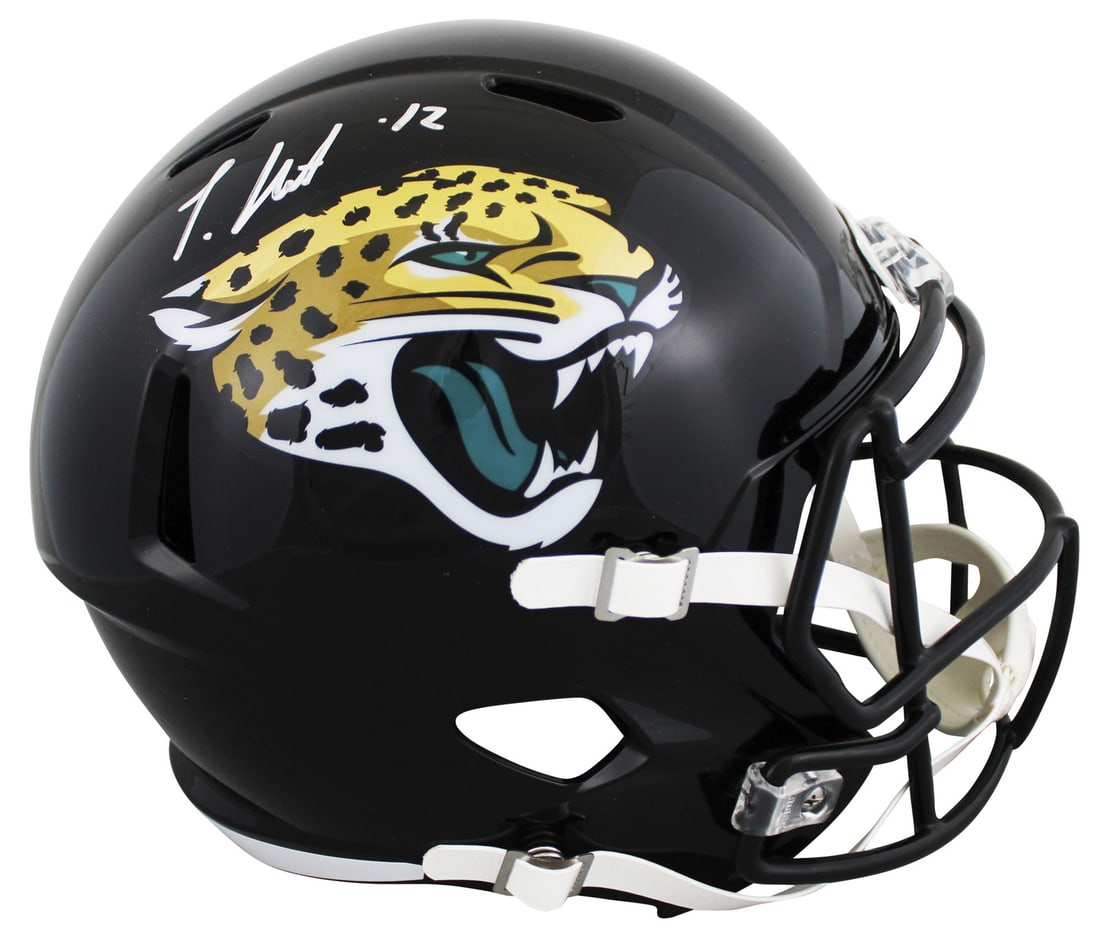 Travis Hunter Signed Jacksonville Jaguars Full Size Replica Helmet BAS Authenticated: Travis Hunter Signed Jacksonville Jaguars Full Size Replica Helmet BAS Authenticated This authentic full-size speed replica helmet has been personally signed by Travis Hunter of the Jacksonville Jagua