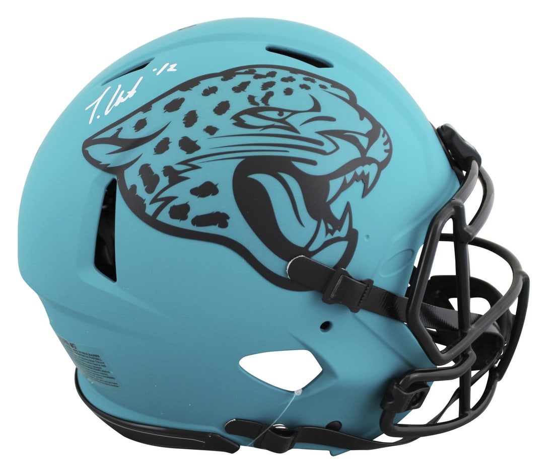Travis Hunter Autographed Jaguars Full Size Helmet BAS Certified: Travis Hunter Autographed Jaguars Full Size Helmet BAS Certified This authentic full-size speed proline helmet has been personally signed by Travis Hunter, the standout player of the Jacksonville Jagu