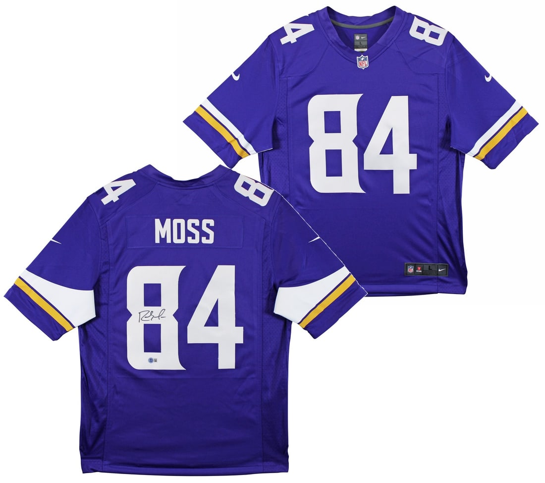 Randy Moss Signed Purple Nike Limited Jersey Minnesota Vikings BAS Authenticated: Randy Moss Signed Purple Nike Limited Jersey Minnesota Vikings BAS Authenticated This authentic autographed purple Nike limited jersey features the signature of Randy Moss, a legendary player of the M