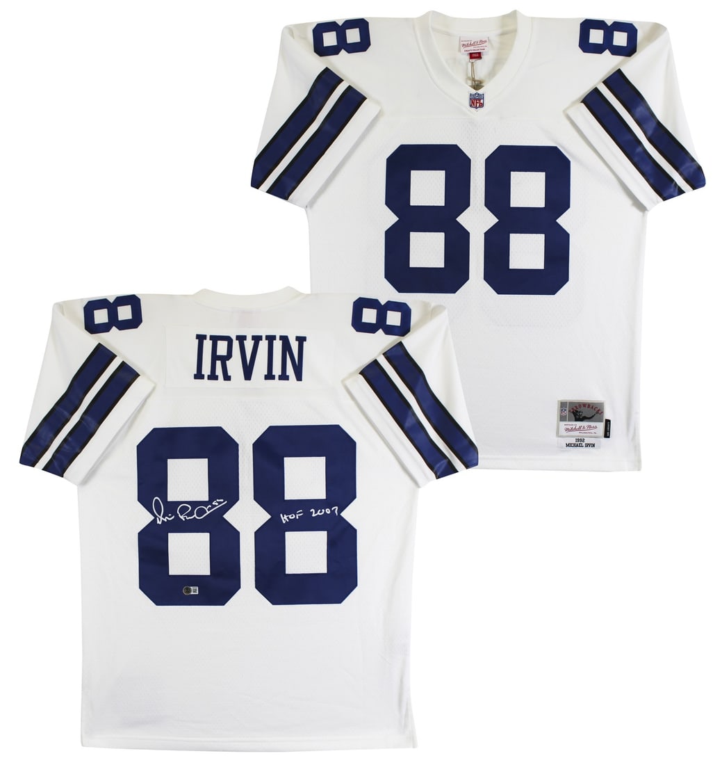 Michael Irvin Autographed Mitchell & Ness Cowboys Jersey With HOF 2007 Inscription BAS (1 of 6)