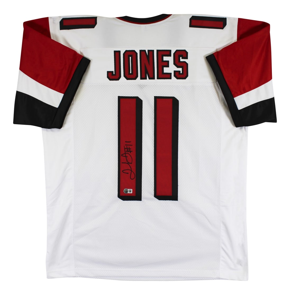 Julio Jones Autographed White Pro Style Jersey BAS Witnessed Atlanta Falcons: Julio Jones Autographed White Pro Style Jersey BAS Witnessed Atlanta Falcons This authentic white pro style jersey features the signature of Julio Jones, the star wide receiver of the Atlanta Falcons.