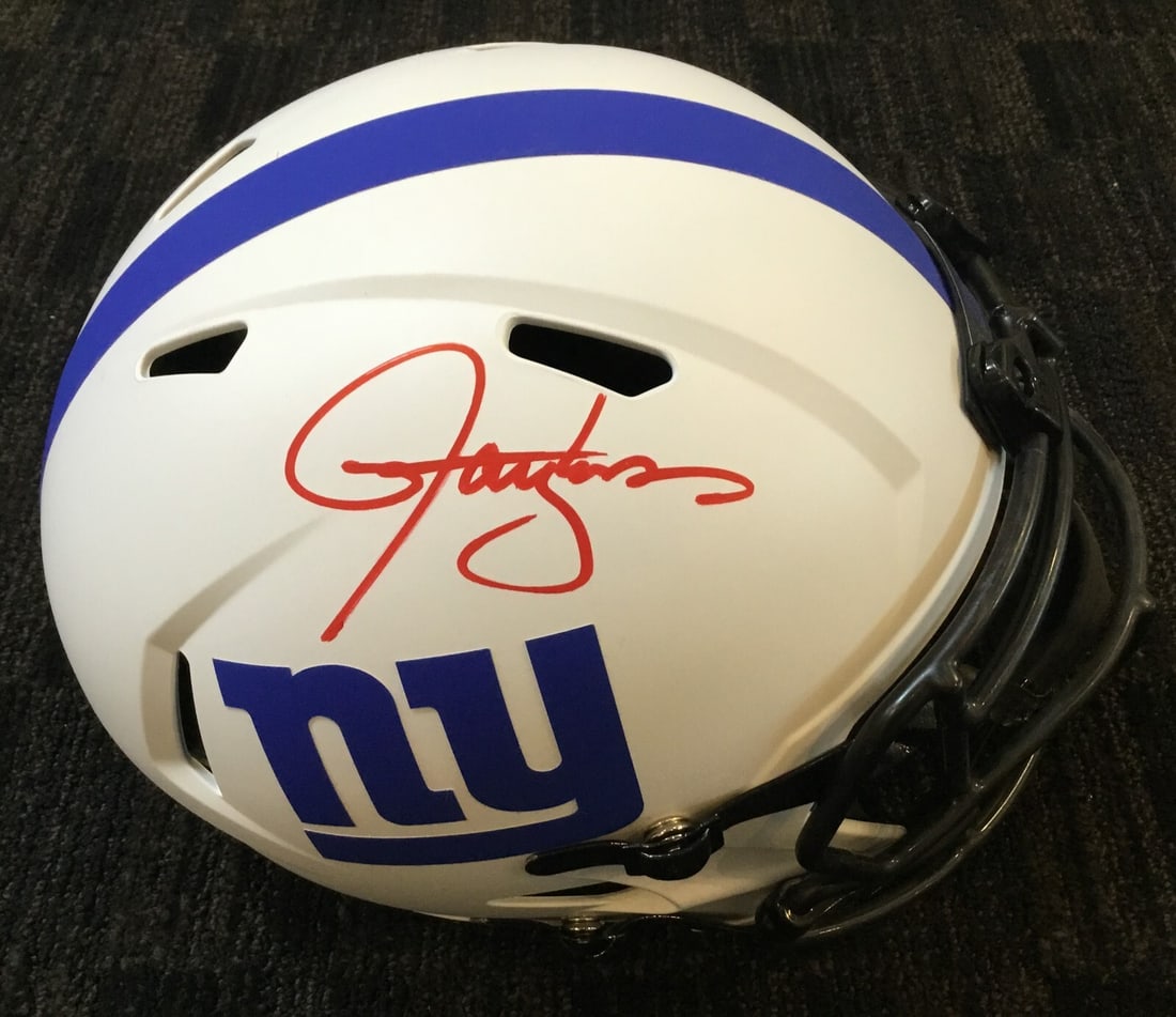 Lawrence Taylor Signed NY Giants Lunar Eclipse Helmet Beckett Authenticated: Lawrence Taylor Signed NY Giants Lunar Eclipse Helmet Beckett Authenticated This is a pre-owned full-size Lunar Eclipse Alternate Speed Helmet signed by NFL legend Lawrence Taylor. The helmet features