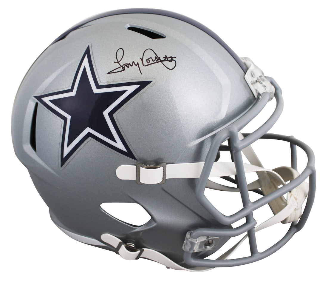 Tony Dorsett signed Dallas Cowboys full size speed rep helmet BAS witnessed: Tony Dorsett signed Dallas Cowboys full size speed rep helmet BAS witnessed This full-size Speed Rep helmet features the authentic signature of Tony Dorsett from the Dallas Cowboys. The autograph has 
