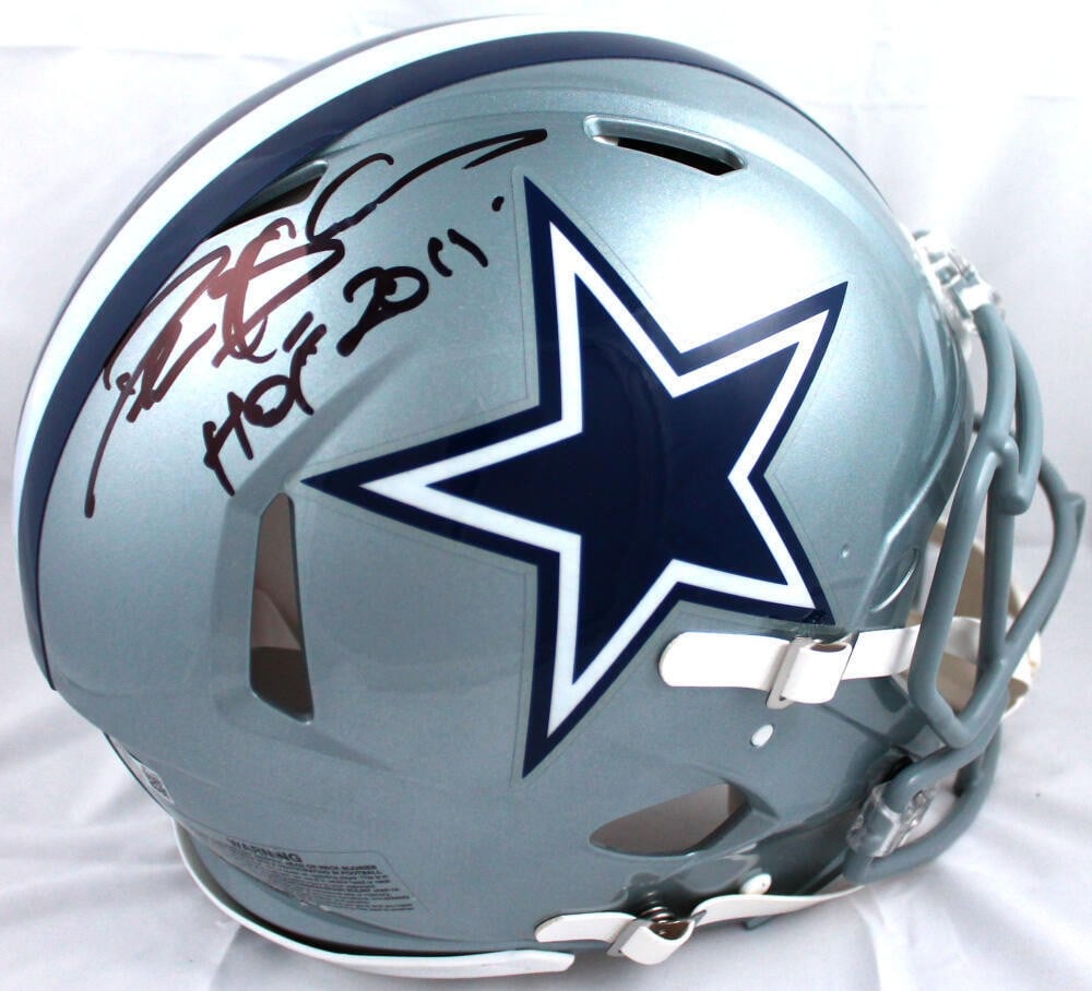 Dallas Cowboys full size authentic helmet signed by Deion Sanders Beckett hologram: Dallas Cowboys full size authentic helmet signed by Deion Sanders Beckett hologram This is an authentic full-size Dallas Cowboys Speed helmet signed by Deion Sanders. The autograph is authenticated by