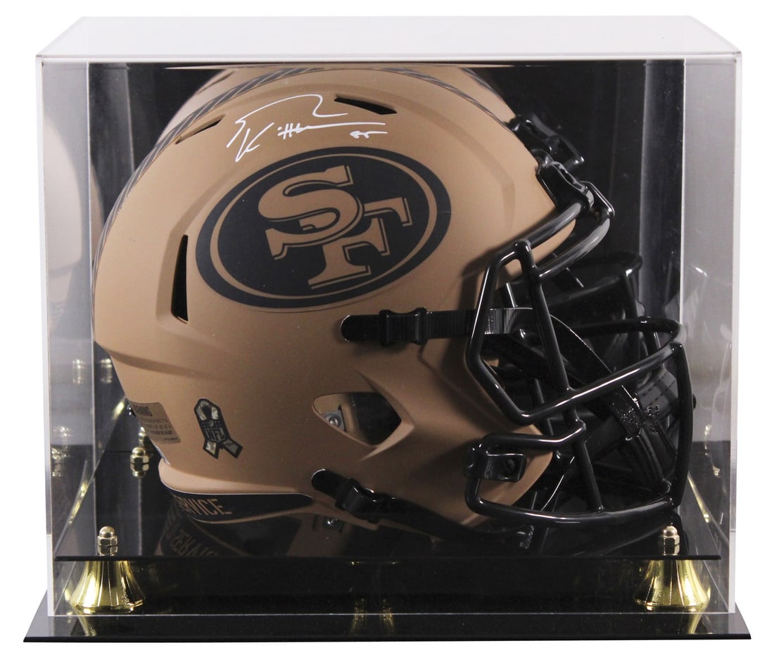 George Kittle Signed 49ers Full Size Helmet with BAS Authentication: George Kittle Signed 49ers Full Size Helmet with BAS Authentication This authentic, full-size Speed replica helmet features the signature of George Kittle, tight end for the San Francisco 49ers. The h