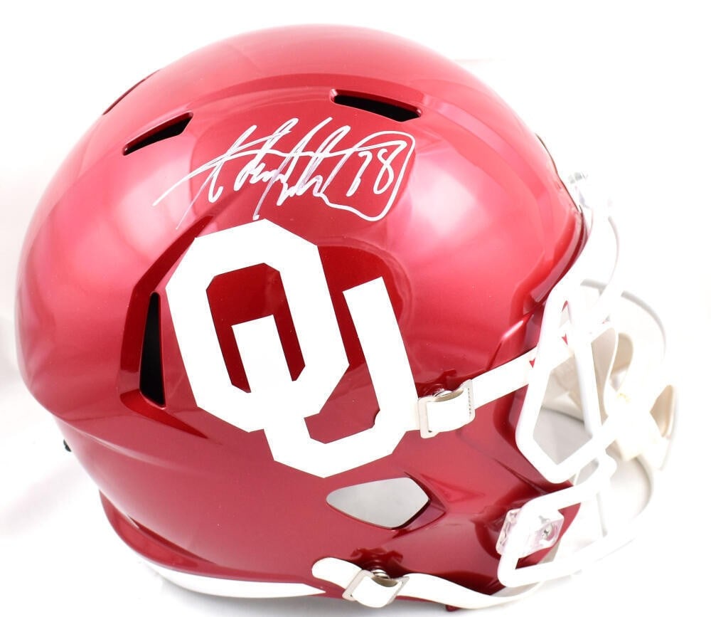 Adrian Peterson Oklahoma Sooners autographed Riddell Speed helmet Beckett holo (1 of 5)