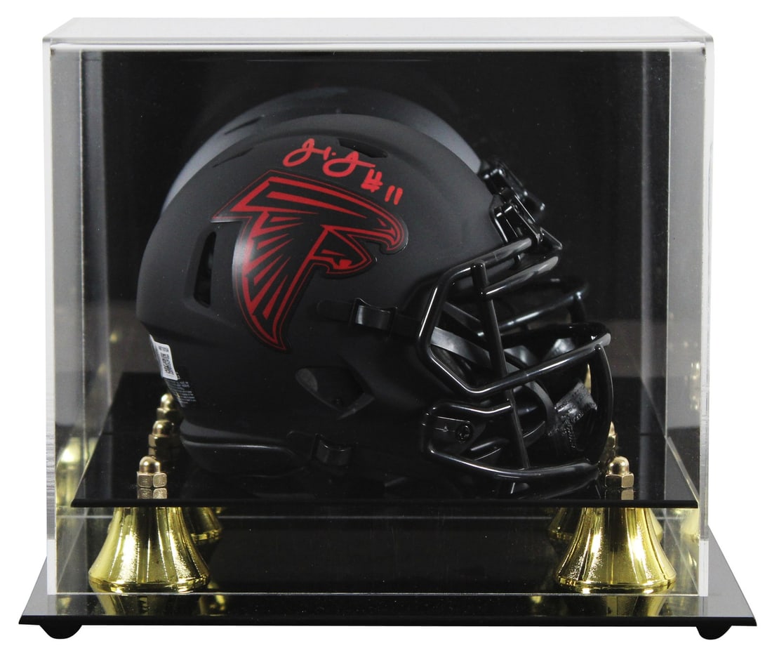 Julio Jones autographed Falcons Eclipse Speed mini helmet with display case BAS witnessed: Julio Jones autographed Falcons Eclipse Speed mini helmet with display case BAS witnessed This Atlanta Falcons Eclipse Speed mini helmet has been personally signed by Julio Jones. The helmet comes wit