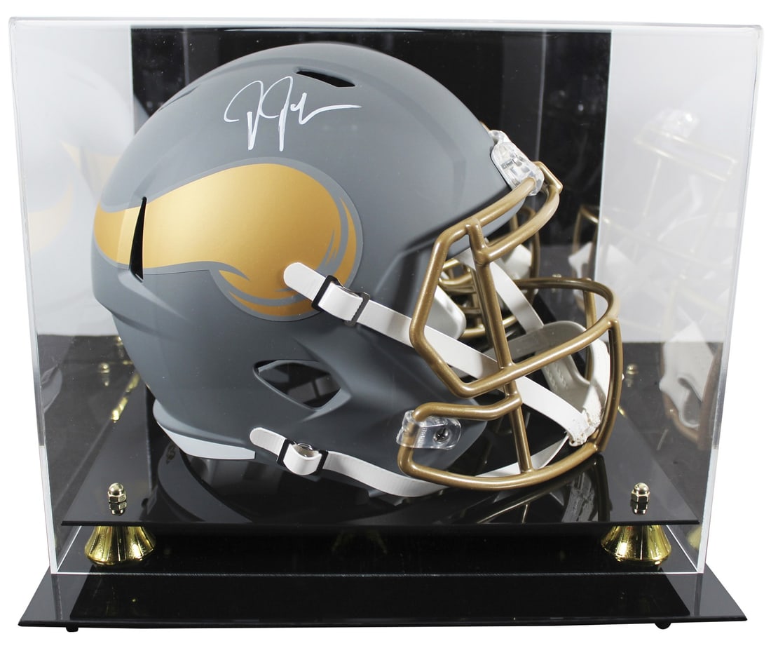 Justin Jefferson Signed Vikings Slate Full Size Speed Helmet with BAS Authentication (1 of 4)