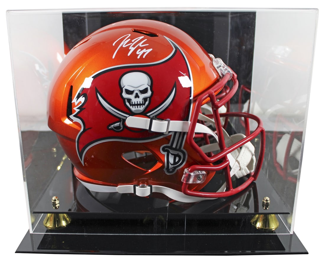 John Lynch Autographed Tampa Bay Buccaneers Flash Helmet with Beckett Authentication: John Lynch Autographed Tampa Bay Buccaneers Flash Helmet with Beckett Authentication This authentic autographed full-size speed replica helmet features the iconic Tampa Bay Buccaneers design and is pe