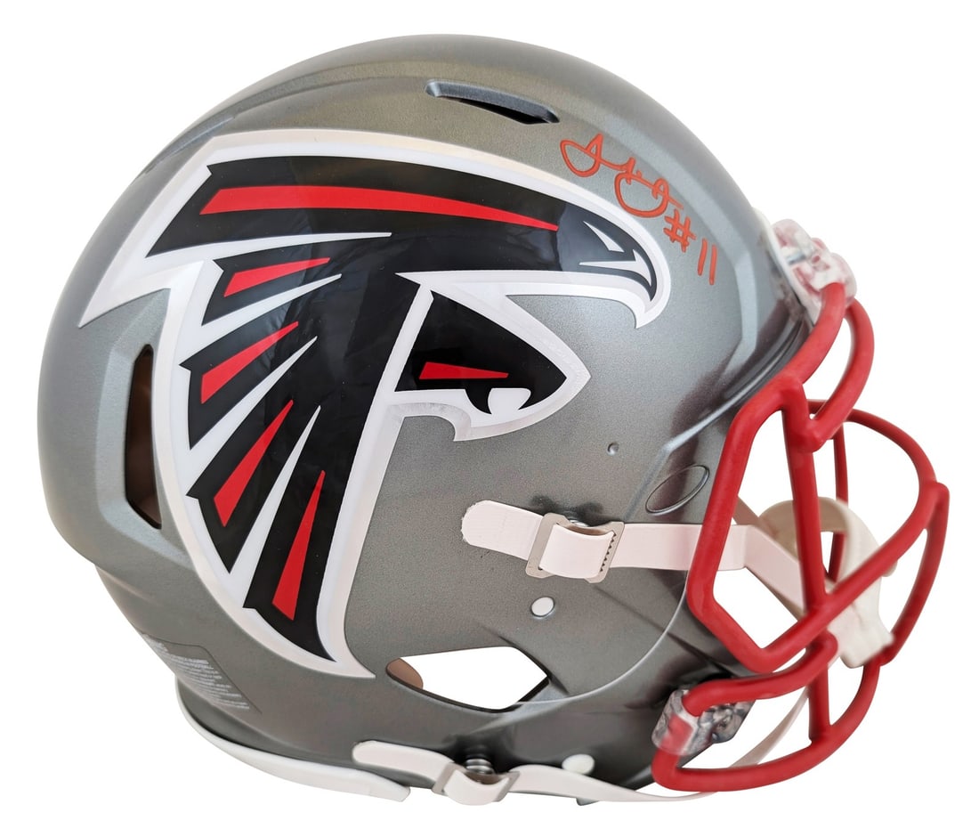 Julio Jones Signed Atlanta Falcons Full Size Speed Helmet BAS Authenticated: Julio Jones Signed Atlanta Falcons Full Size Speed Helmet BAS Authenticated This authentic full-size Speed Proline helmet has been personally signed by Julio Jones of the Atlanta Falcons. The item is 