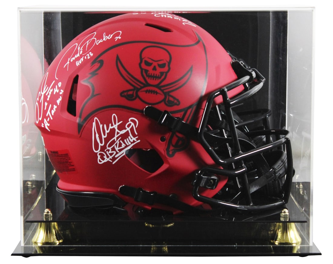 Tampa Bay Buccaneers Signed Rave Helmet by Alstott Barber Sapp Brooks BAS: Tampa Bay Buccaneers Signed Rave Helmet by Alstott Barber Sapp Brooks BAS This remarkable autographed full-size Rave Riddell Speed Proline helmet features the signatures of legendary Tampa Bay Buccane