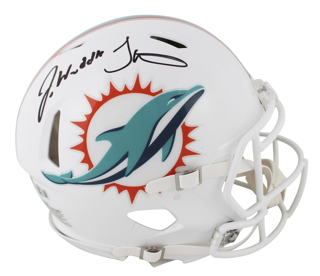 Miami Dolphins Jaylen Waddle Tyreek Hill Signed Full Size Helmet BAS Witnessed: Miami Dolphins Jaylen Waddle Tyreek Hill Signed Full Size Helmet BAS Witnessed This authentic full-size Speed Proline helmet is personally signed by NFL stars Jaylen Waddle and Tyreek Hill of the Miam