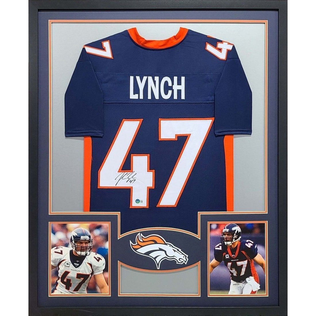 John Lynch Signed Framed Denver Broncos Jersey Beckett Authenticated 42x34 (1 of 2)