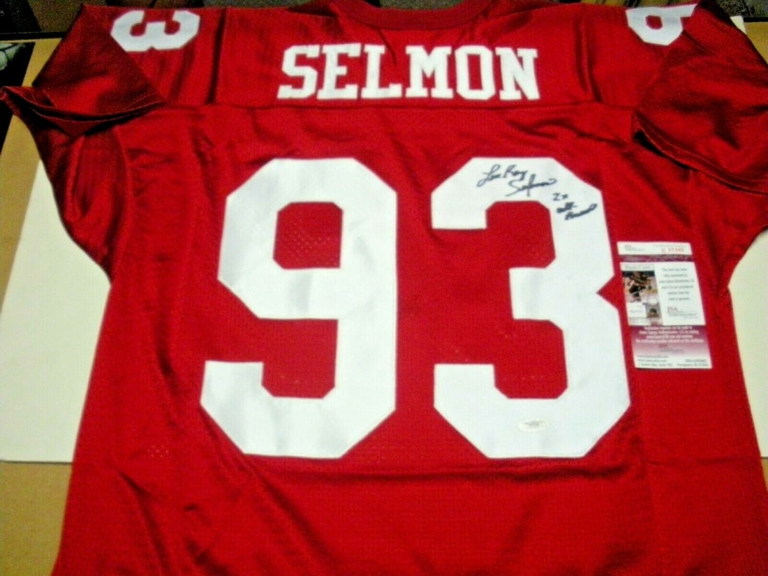Lee Roy Selmon Autographed Russell Oklahoma Sooners Jersey With JSA COA: Lee Roy Selmon Autographed Russell Oklahoma Sooners Jersey With JSA COA This is an official licensed Russell jersey signed by Lee Roy Selmon, representing the Oklahoma Sooners. The jersey comes with J