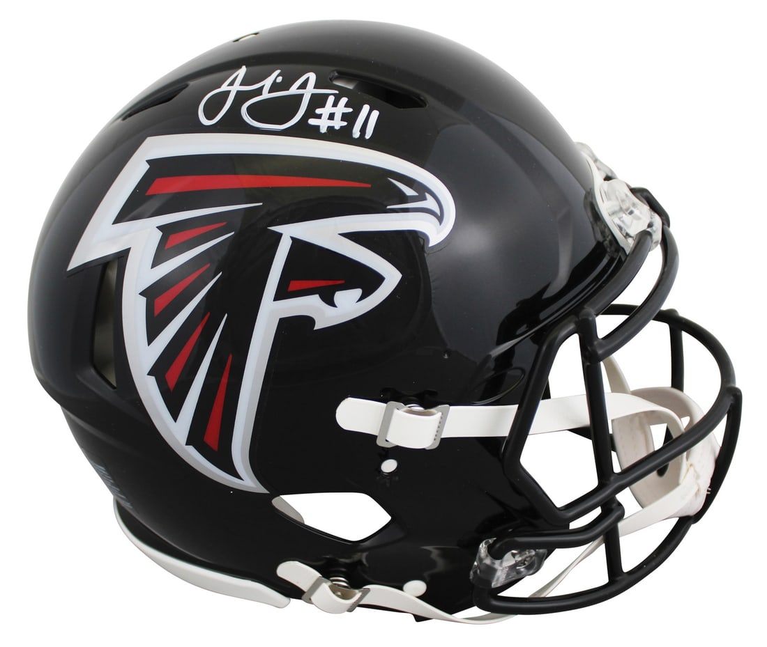 Julio Jones autographed Falcons full size Speed Proline helmet BAS witnessed: Julio Jones autographed Falcons full size Speed Proline helmet BAS witnessed This authentic Atlanta Falcons 2003-19 throwback full size Speed Proline helmet features the personal signature of Julio Jo