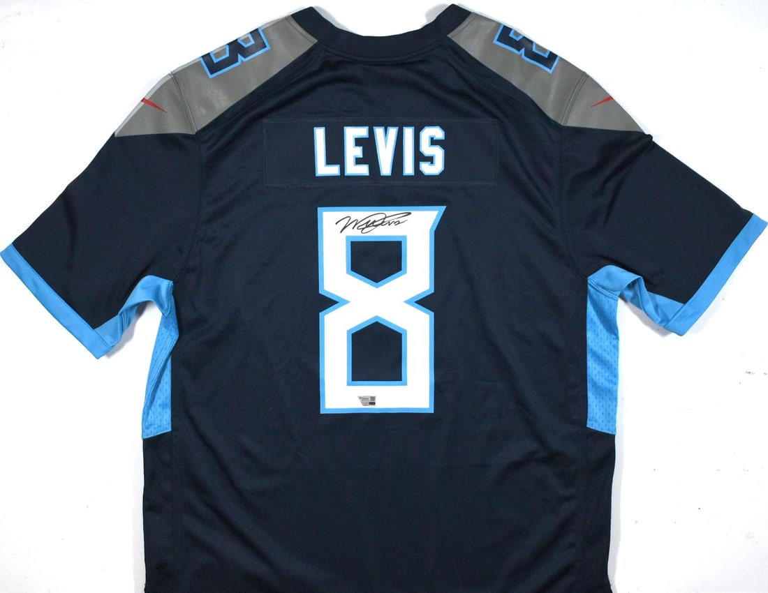Will Levis Signed Tennessee Titans Blue Nike Jersey Beckett Authenticated: Will Levis Signed Tennessee Titans Blue Nike Jersey Beckett Authenticated This is a Will Levis autographed Tennessee Titans Nike blue game jersey. The jersey features the player's signature and has be