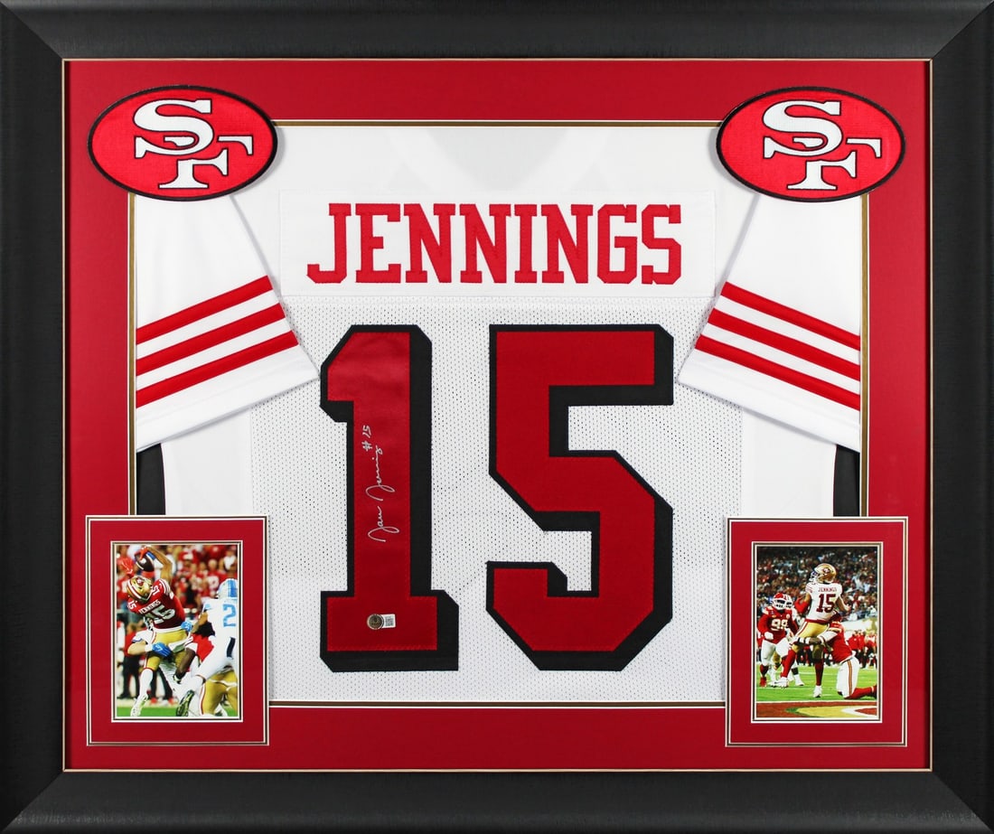 Jauan Jennings Signed Framed Jersey San Francisco 49ers with BAS Authentication: Jauan Jennings Signed Framed Jersey San Francisco 49ers with BAS Authentication This stunning white Pro Style Framed Jersey is a must-have for any San Francisco 49ers fan. Personally signed by Jauan J