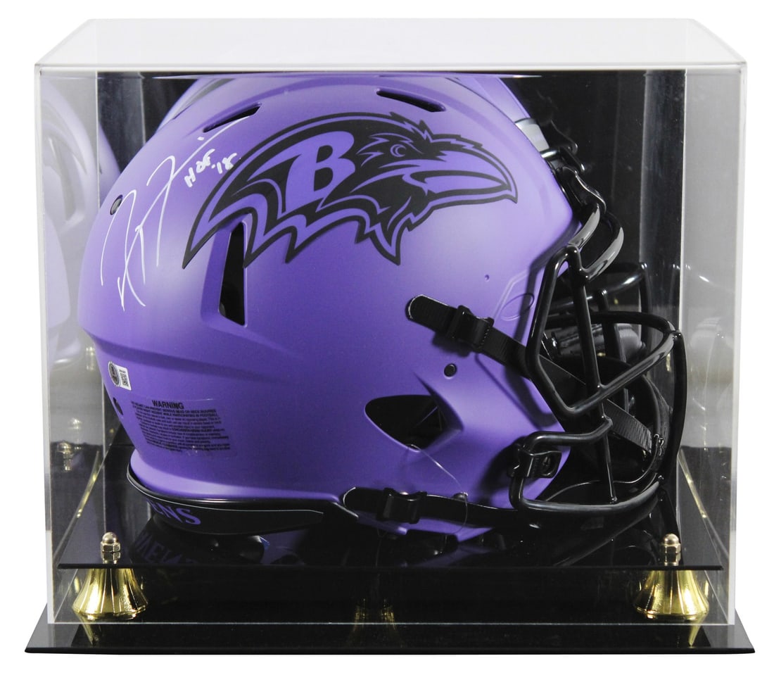 Ray Lewis Signed Ravens Full Size Speed Proline Helmet HOF 18 with BAS Authentication: Ray Lewis Signed Ravens Full Size Speed Proline Helmet HOF 18 with BAS Authentication This authentic Full Size Speed Proline Helmet, featuring the Baltimore Ravens design, has been personally signed b