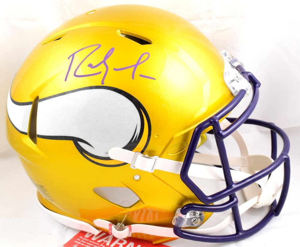Minnesota Vikings Randy Moss signed Flash Speed authentic helmet Beckett holo: Minnesota Vikings Randy Moss signed Flash Speed authentic helmet Beckett holo This is a full-size Minnesota Vikings Flash Speed Authentic helmet autographed by Randy Moss. The signature is authenticat