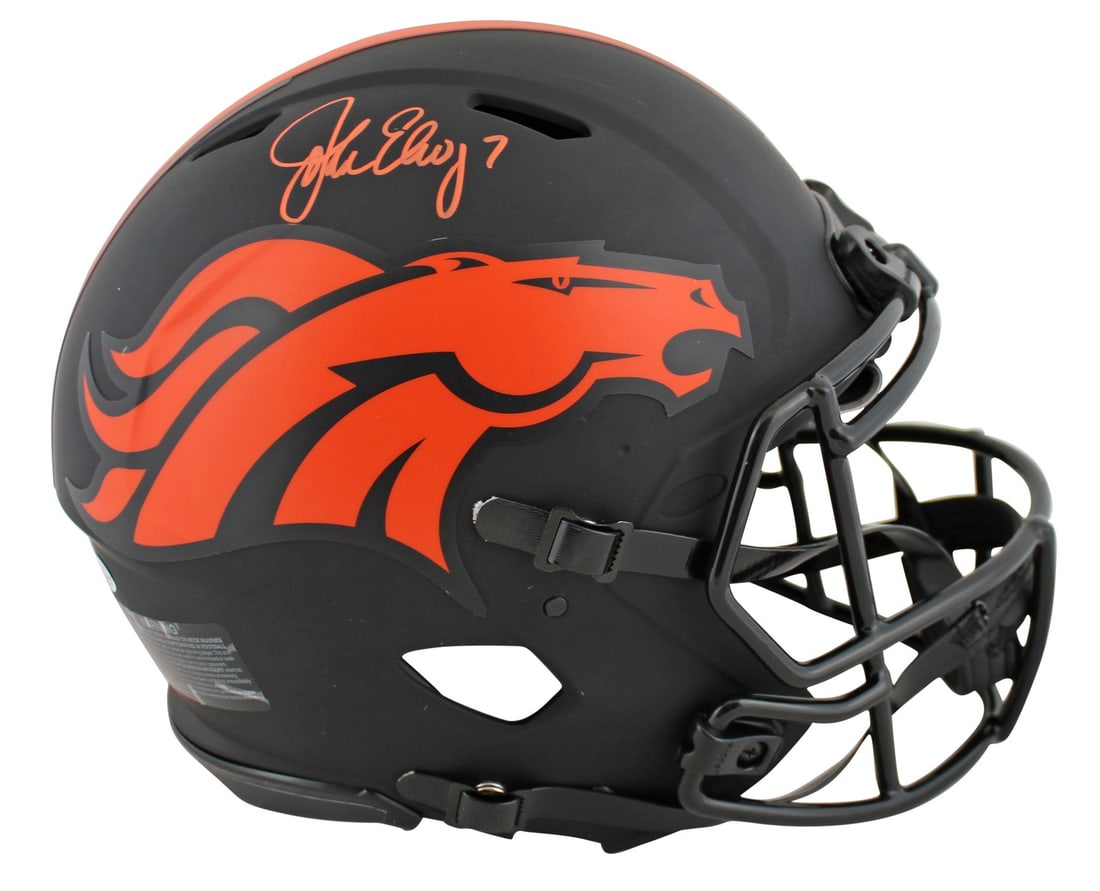 John Elway Autographed Denver Broncos Eclipse Full Size Speed Proline Helmet Beckett COA (1 of 7)