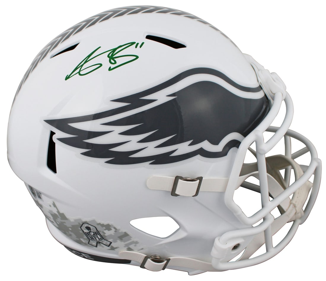 A.J. Brown Signed Philadelphia Eagles Full Size Speed Helmet BAS Witnessed (1 of 3)
