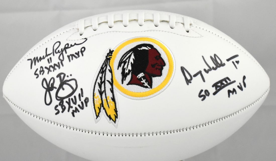 Redskins Logo Ball Signed by Rypien Riggins Williams with Beckett Authentication (1 of 4)