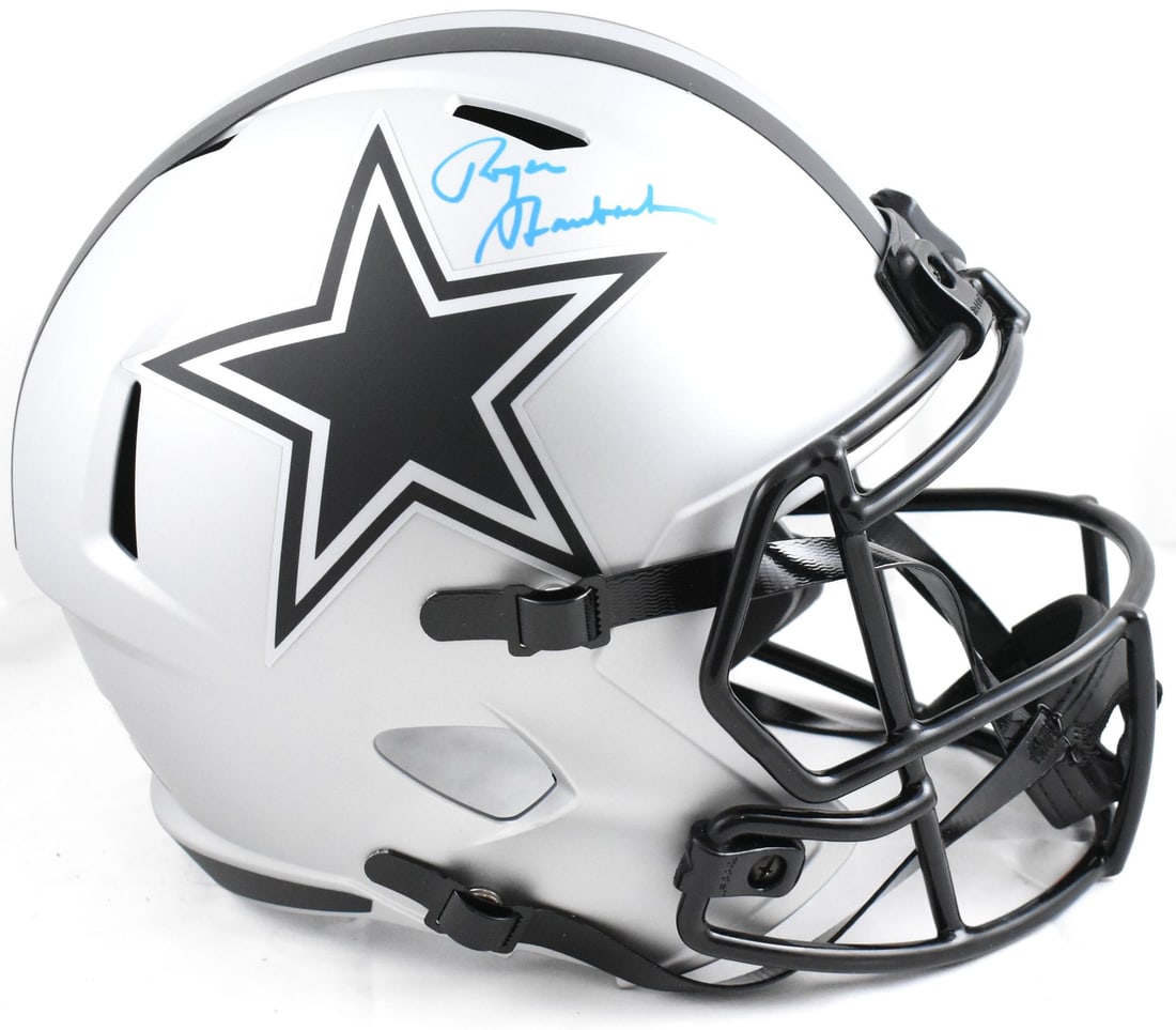 Dallas Cowboys full size helmet signed by Roger Staubach Beckett hologram: Dallas Cowboys full size helmet signed by Roger Staubach Beckett hologram This is a pre-owned Dallas Cowboys full-size Rave Speed helmet autographed by Roger Staubach. The helmet is an original item a