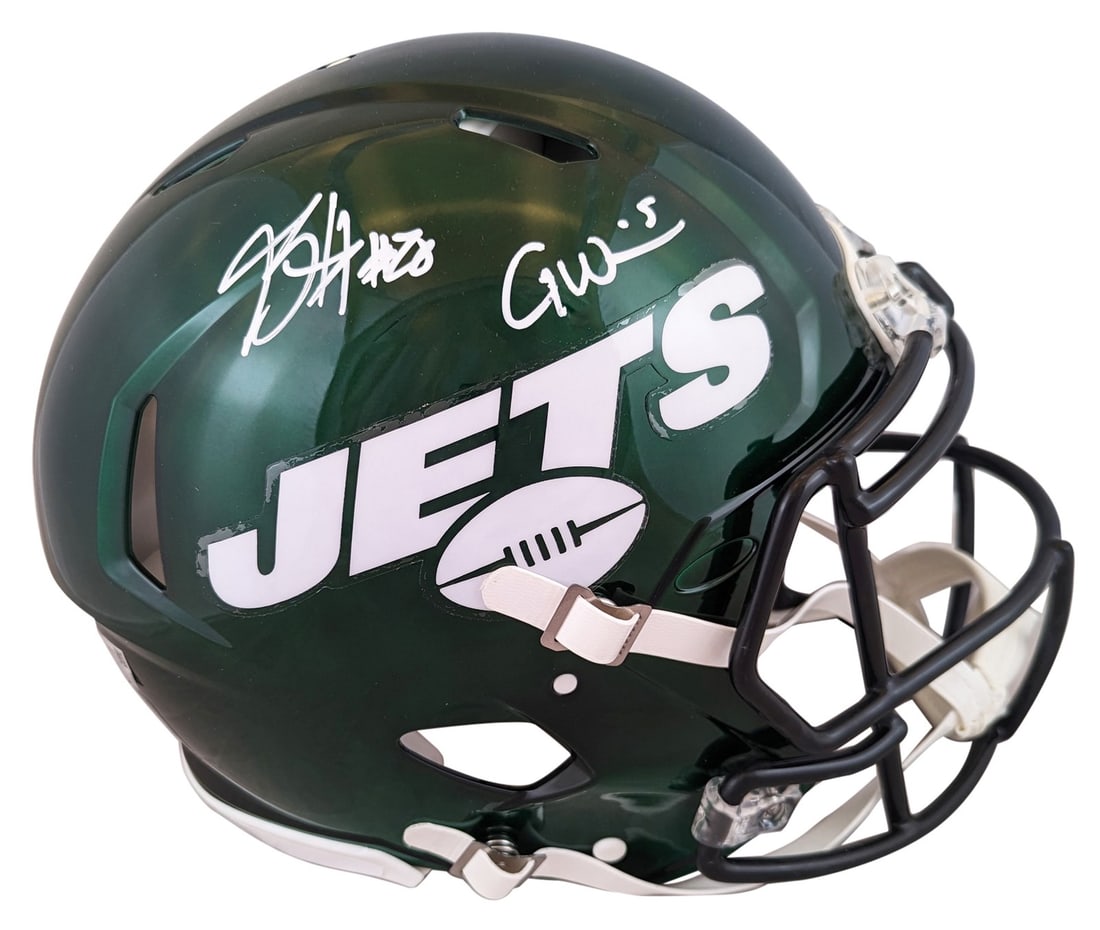 Breece Hall Garrett Wilson Signed Jets Full Size Speed Proline Helmet: Breece Hall Garrett Wilson Signed Jets Full Size Speed Proline Helmet This New York Jets full-size Speed Proline helmet is personally signed by Breece Hall and Garrett Wilson, two standout players fro