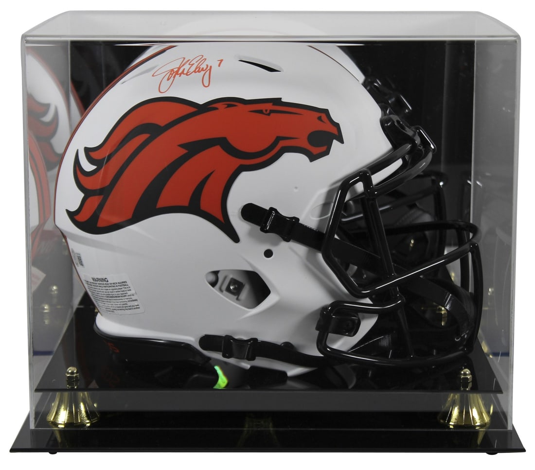 John Elway Autographed Denver Broncos Lunar Speed Proline Helmet With Beckett Case: John Elway Autographed Denver Broncos Lunar Speed Proline Helmet With Beckett Case This is an original Denver Broncos alternate Lunar Riddell full size Speed Proline helmet that has been personally si