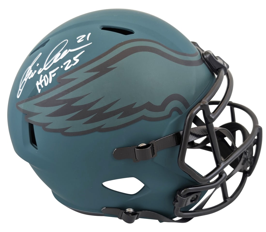 Eric Allen Signed Eagles Full Size Speed Replica Helmet HOF 25 BAS Witnessed: Eric Allen Signed Eagles Full Size Speed Replica Helmet HOF 25 BAS Witnessed This Philadelphia Eagles Rave Alternate Riddell full size Speed Replica helmet has been personally signed by Eric Allen, fe