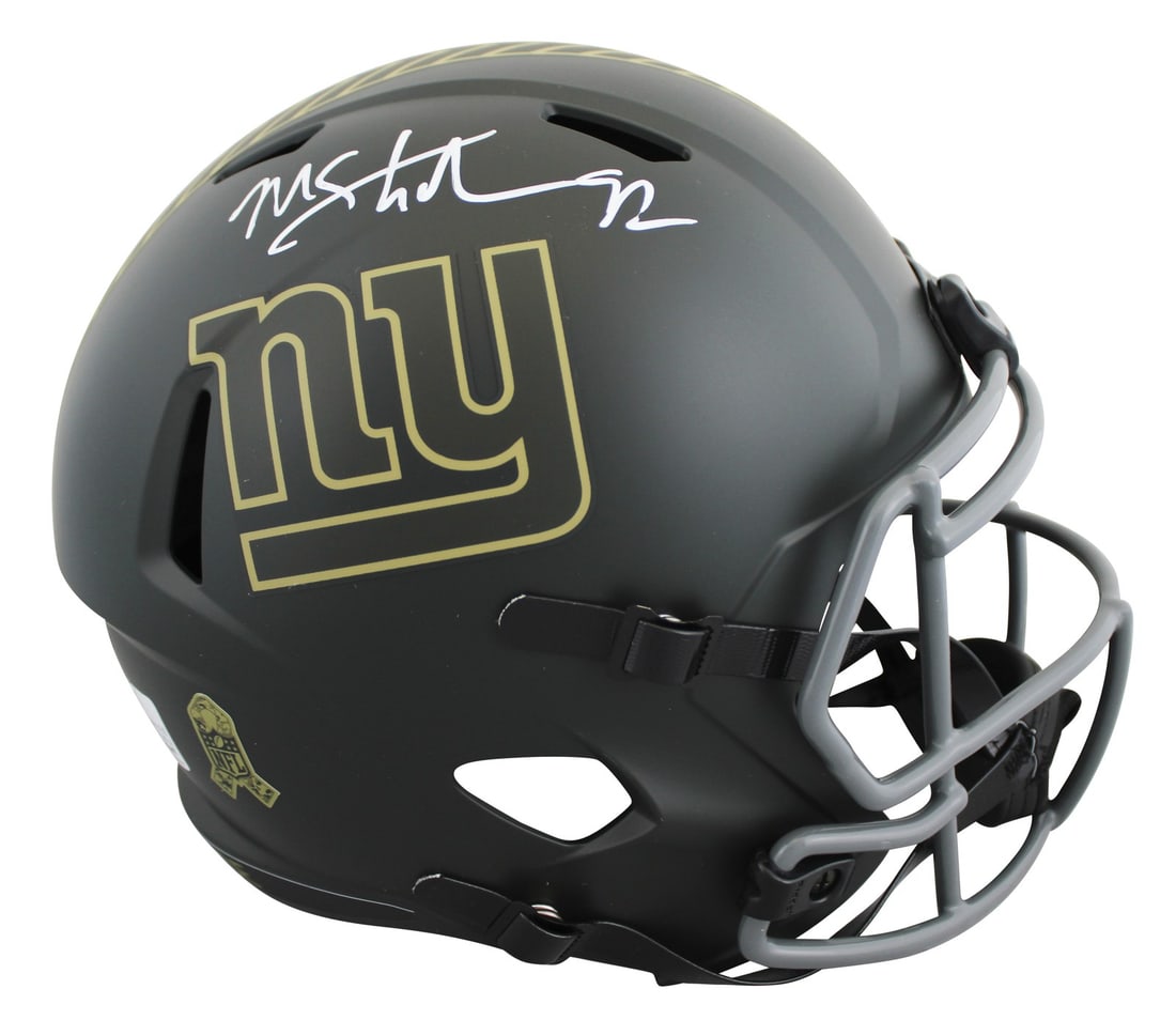 Michael Strahan Autographed Giants STS IV Full Size Helmet BAS Witnessed: Michael Strahan Autographed Giants STS IV Full Size Helmet BAS Witnessed This autographed New York Giants Salute to Service IV Riddell Full Size Speed Replica Helmet features the signature of Michael 