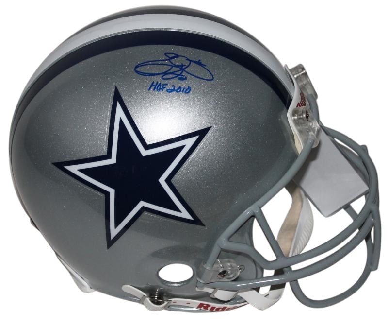 Emmitt Smith Signed 2010 HOF Authentic Cowboys Helmet PSA/DNA: Emmitt Smith Signed 2010 HOF Authentic Cowboys Helmet PSA/DNA Celebrate the legacy of Emmitt Smith with this authentic full-size helmet, signed by the Hall of Famer himself. This Dallas Cowboys helmet