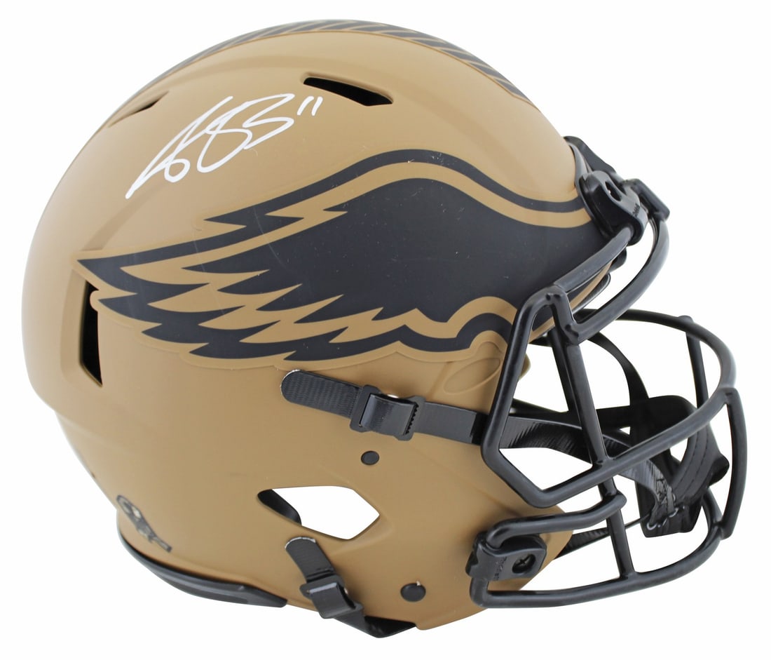 A.J. Brown Signed Philadelphia Eagles STS II Full Size Helmet BAS Authenticated: A.J. Brown Signed Philadelphia Eagles STS II Full Size Helmet BAS Authenticated This Philadelphia Eagles A.J. Brown signed Full Size Speed Proline Helmet is an impressive collectible for any football 