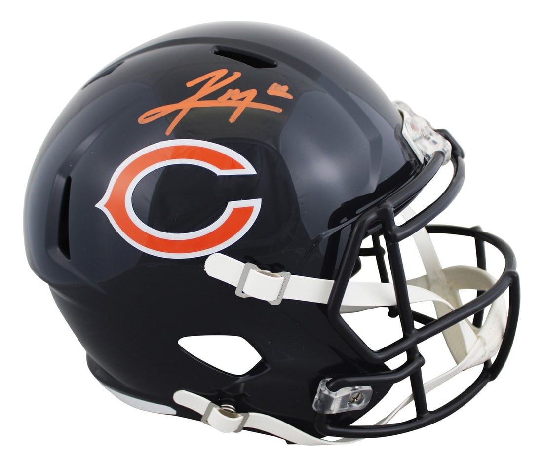 Chicago Bears Kyle Monangai BAS Witnessed Full Size Speed Rep Helmet: Chicago Bears Kyle Monangai BAS Witnessed Full Size Speed Rep Helmet This full-size Speed Replica helmet has been personally signed by Kyle Monangai of the Chicago Bears. The autograph was witnessed b