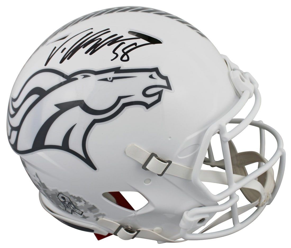 Denver Broncos Von Miller Signed Full Size Helmet BAS Authenticated: Denver Broncos Von Miller Signed Full Size Helmet BAS Authenticated This authentic full-size speed Proline helmet features the signature of Von Miller, a standout player for the Denver Broncos. This a