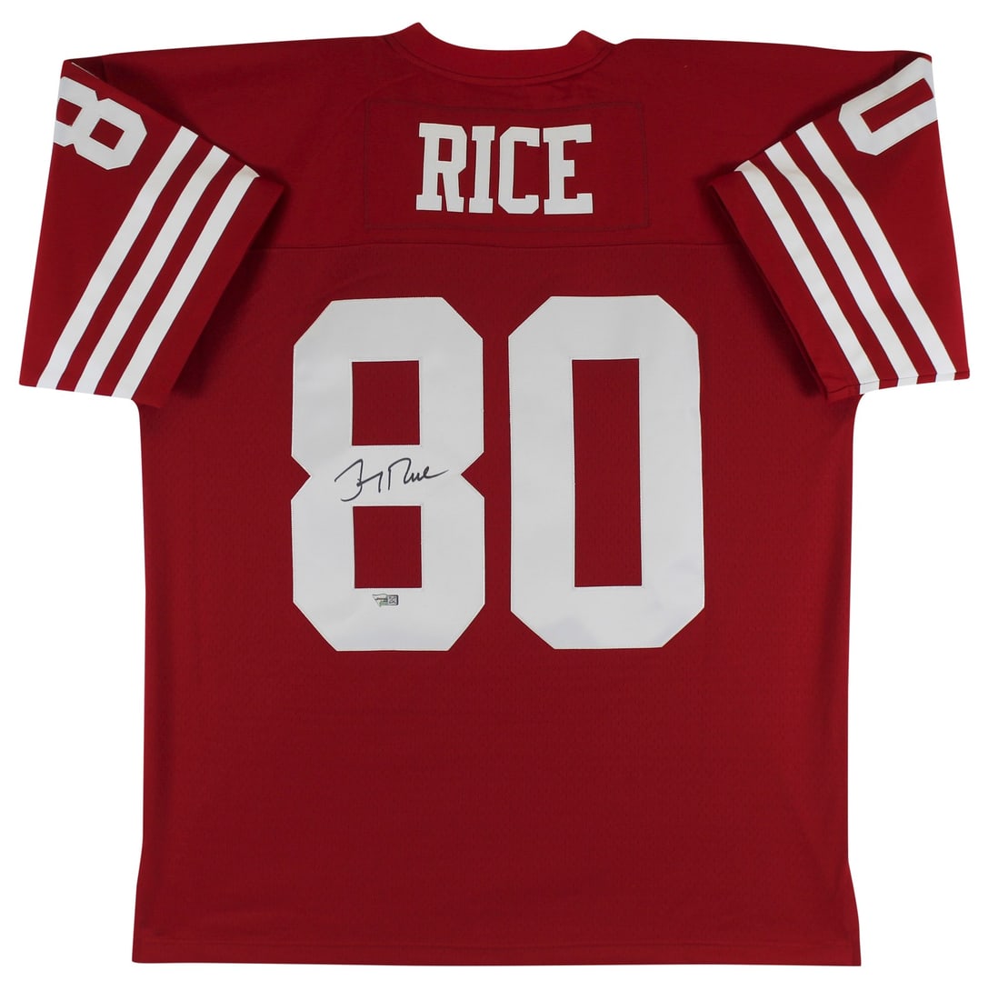 Jerry Rice Signed San Francisco 49ers Red Jersey Authentic Fanatics: Jerry Rice Signed San Francisco 49ers Red Jersey Authentic Fanatics Celebrate the legacy of NFL legend Jerry Rice with this authentic signed red Mitchell & Ness jersey. This X-Large jersey is a stunni