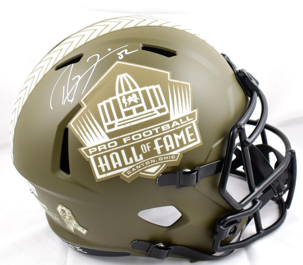 Ray Lewis autographed Ravens speed helmet Beckett hologram: Ray Lewis autographed Ravens speed helmet Beckett hologram This full-size Salute to Service Speed helmet features the authentic signature of Ray Lewis, commemorating his Hall of Fame induction. The he