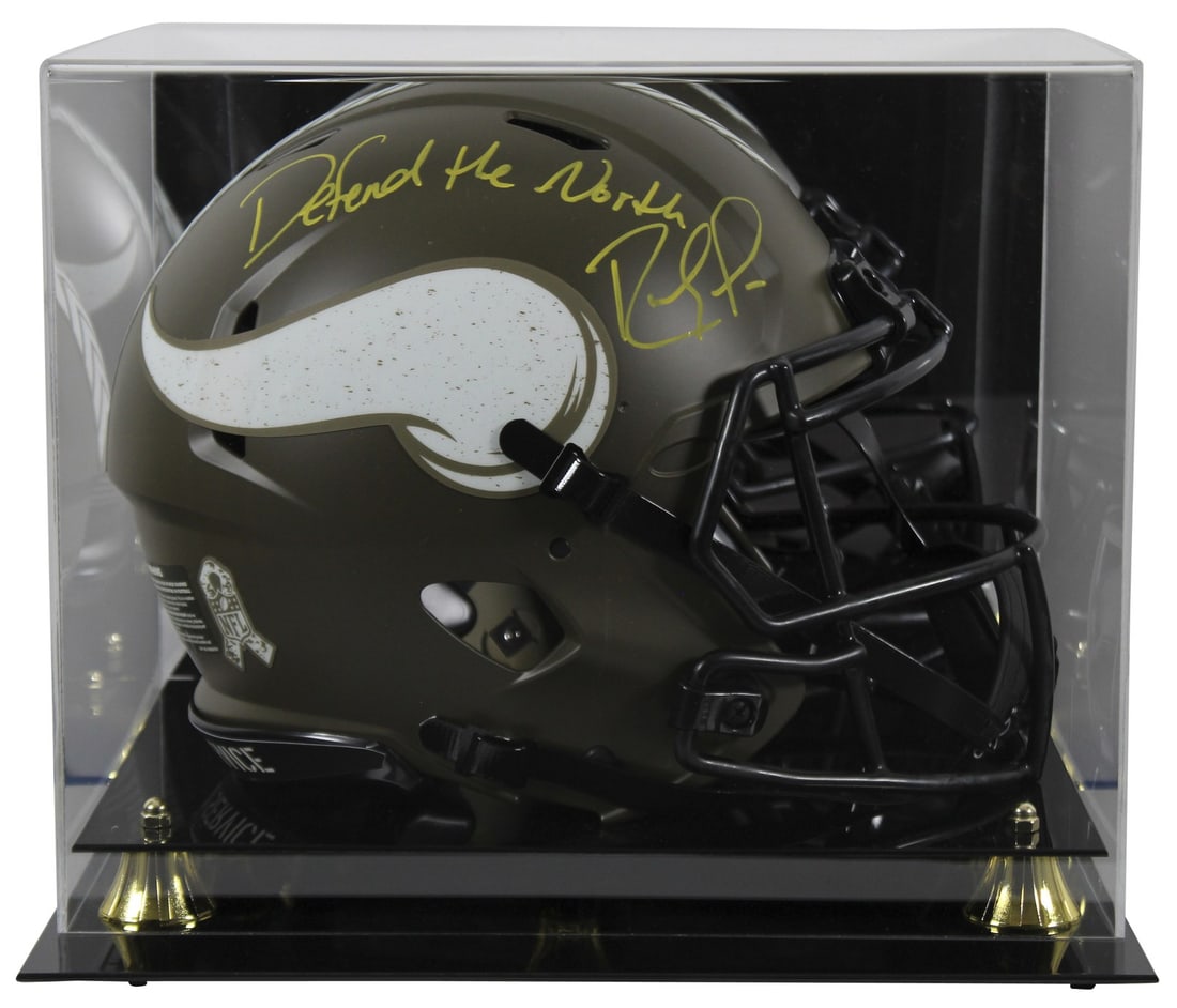 Randy Moss Signed Vikings Speed Proline Helmet Defend The North BAS: Randy Moss Signed Vikings Speed Proline Helmet Defend The North BAS This autographed Minnesota Vikings full-size Speed Proline helmet is a must-have for any football fan. Personally signed by Randy Mo
