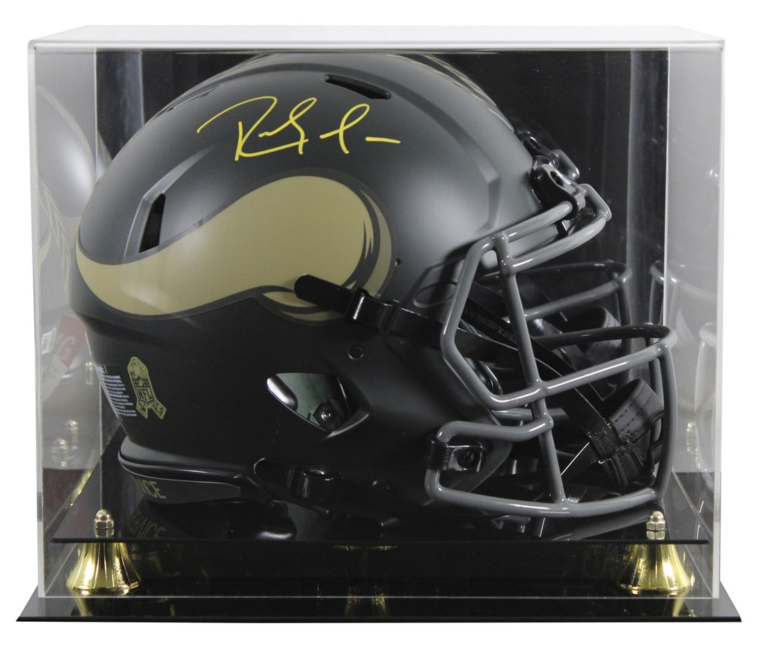 Randy Moss Signed Vikings Salute to Service IV Helmet with Beckett Authentication: Randy Moss Signed Vikings Salute to Service IV Helmet with Beckett Authentication Celebrate the legacy of Randy Moss with this autographed Minnesota Vikings Full Size Speed Proline Helmet. This except