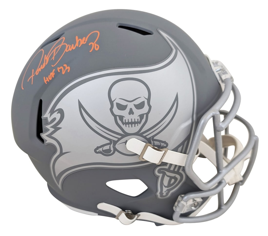 Ronde Barber Signed Buccaneers HOF 23 Slate Helmet BAS Certified: Ronde Barber Signed Buccaneers HOF 23 Slate Helmet BAS Certified Celebrate the legacy of Ronde Barber with this autographed Tampa Bay Buccaneers Alternate Slate Riddell Full Size Speed Replica Helmet.