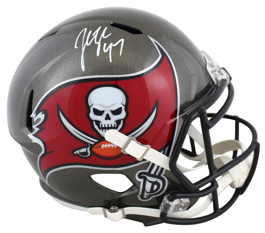 Tampa Bay Buccaneers John Lynch Signed Full Size Helmet BAS Witnessed: Tampa Bay Buccaneers John Lynch Signed Full Size Helmet BAS Witnessed This authentic full-size speed replica helmet has been personally signed by John Lynch, the legendary safety of the Tampa Bay Bucc