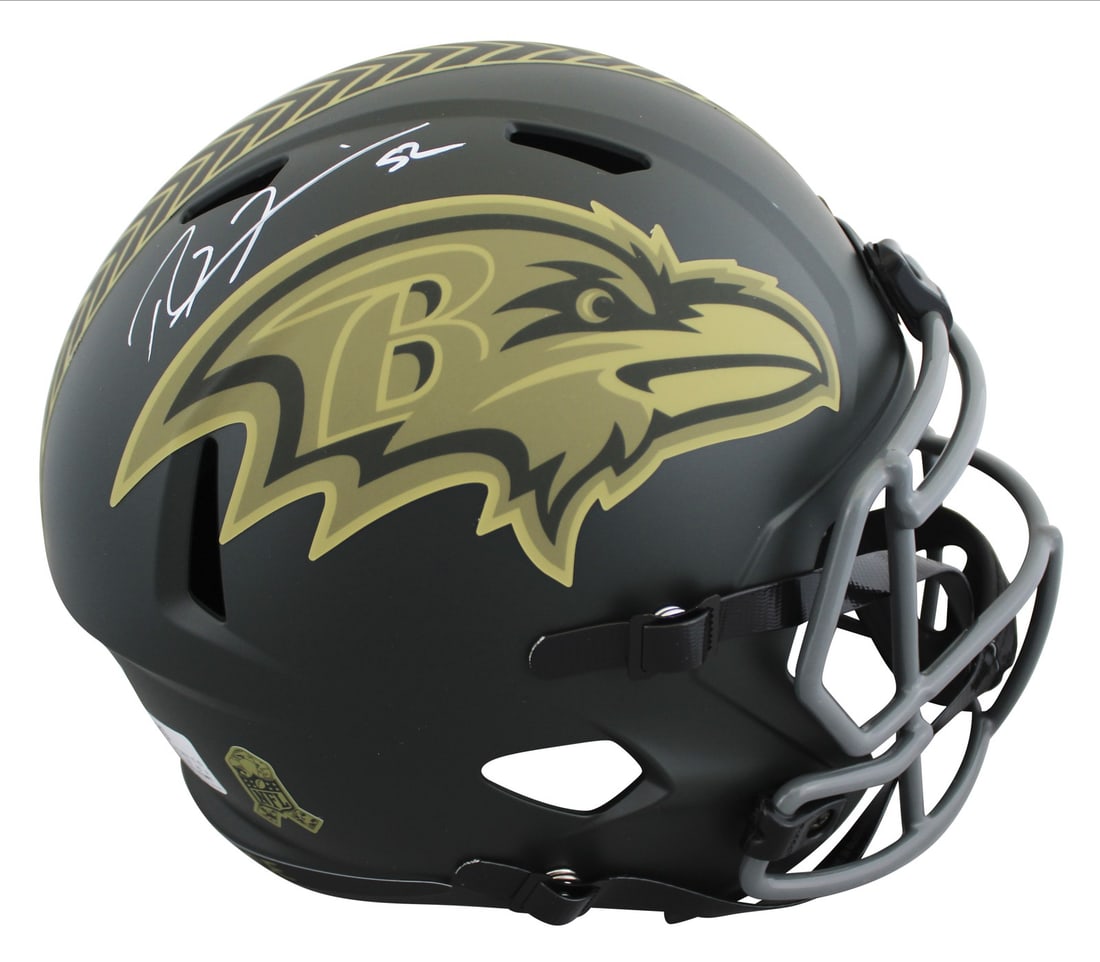 Ray Lewis Autographed Baltimore Ravens Salute To Service Speed Replica Helmet BAS (1 of 3)