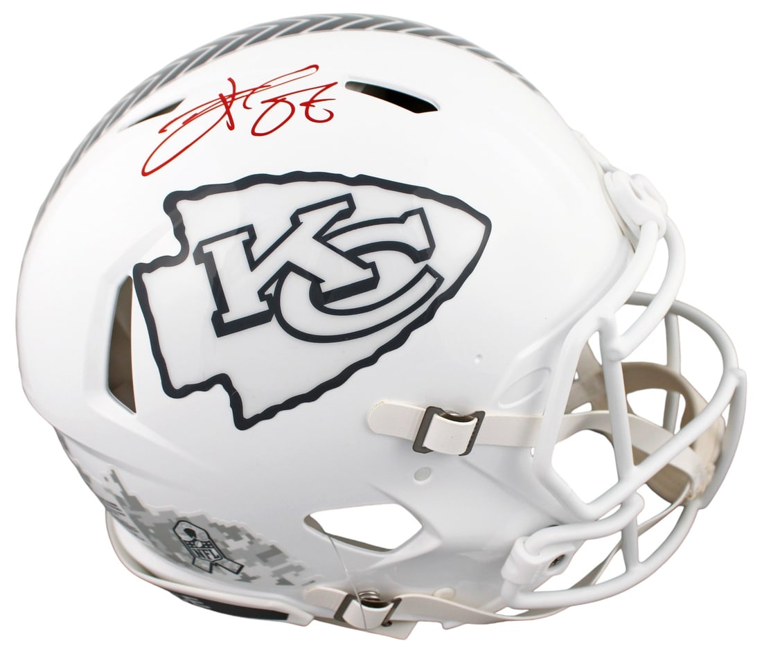 Travis Kelce Signed Chiefs Speed Proline Helmet BAS Witnessed: Travis Kelce Signed Chiefs Speed Proline Helmet BAS Witnessed This authentic full-size Speed Proline helmet features the signature of Travis Kelce, star player of the Kansas City Chiefs. It is part of