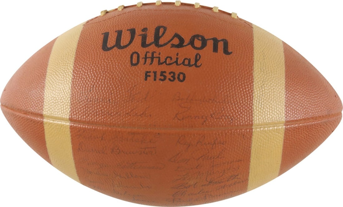 1955 Cleveland Browns Signed Football with 40 Autographs PSA DNA COA: 1955 Cleveland Browns Signed Football with 40 Autographs PSA DNA COA Celebrate the legacy of the 1955 Cleveland Browns with this officially licensed Wilson football, beautifully signed by thirty-seven