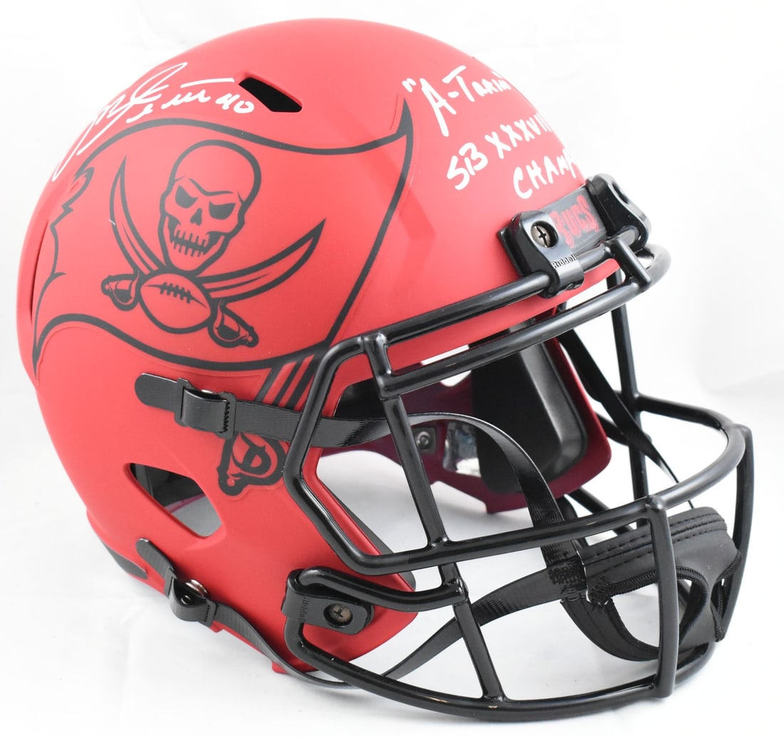 Signed Tampa Bay Buccaneers full size Rave Speed helmet Mike Alstott Beckett: Signed Tampa Bay Buccaneers full size Rave Speed helmet Mike Alstott Beckett This full-size Rave Speed helmet features the signature of Mike Alstott, commemorating his achievements with the Tampa Bay 