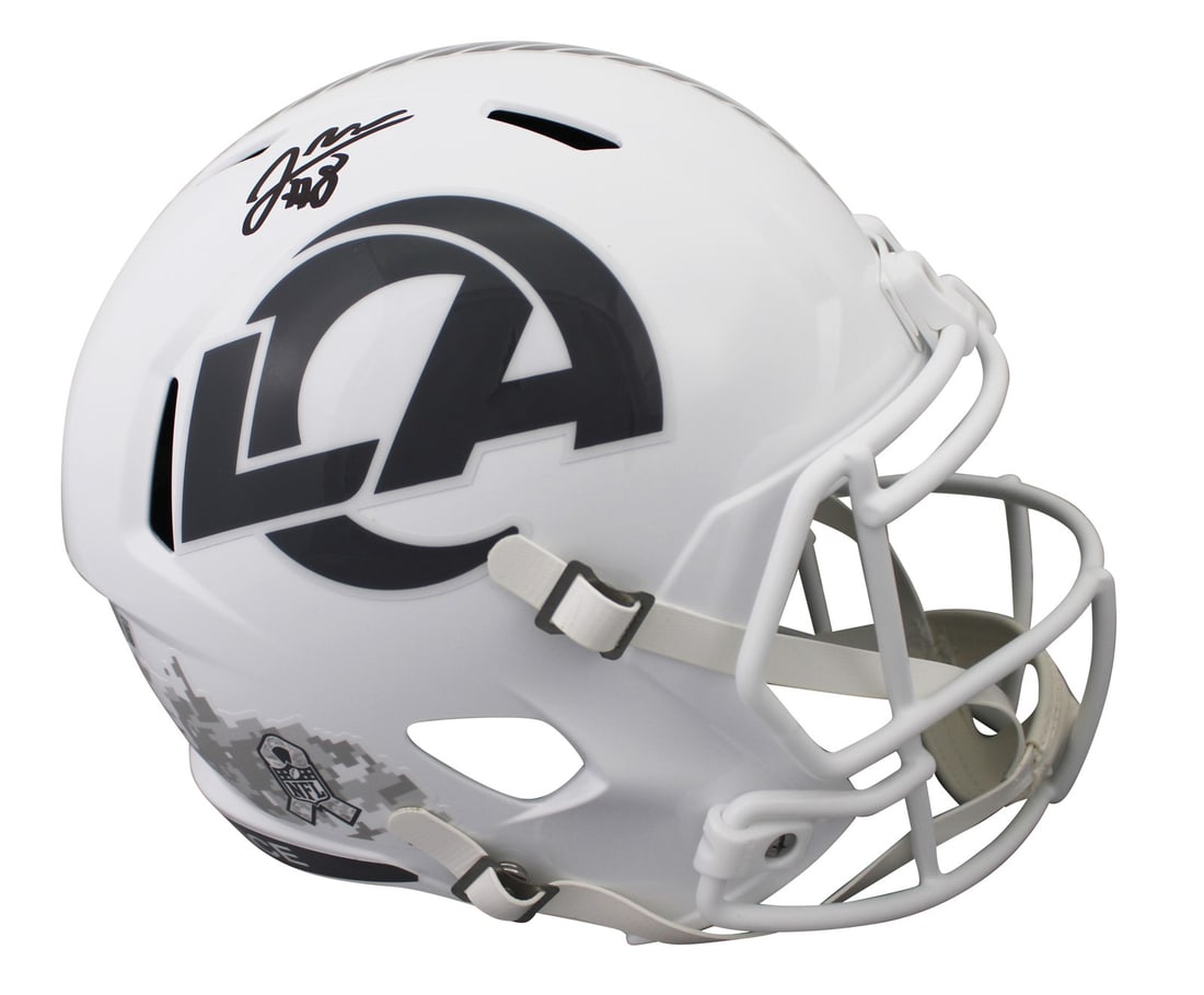 Jared Verse Autographed Rams Salute To Service III Full Size Helmet BAS Witnessed: Jared Verse Autographed Rams Salute To Service III Full Size Helmet BAS Witnessed This Los Angeles Rams Riddell Full Size Speed Replica Helmet features the 2024 Salute To Service III alternate design 