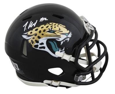 Travis Hunter Jaguars mini helmet BAS witnessed autograph (1 of 3)